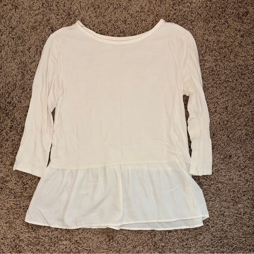 Cream Sheer Peplum Top Women’s Small S